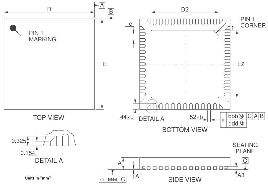 Mechanical Drawing - Azoteq IQS9150/IQS9151 ProxSense® Sensors